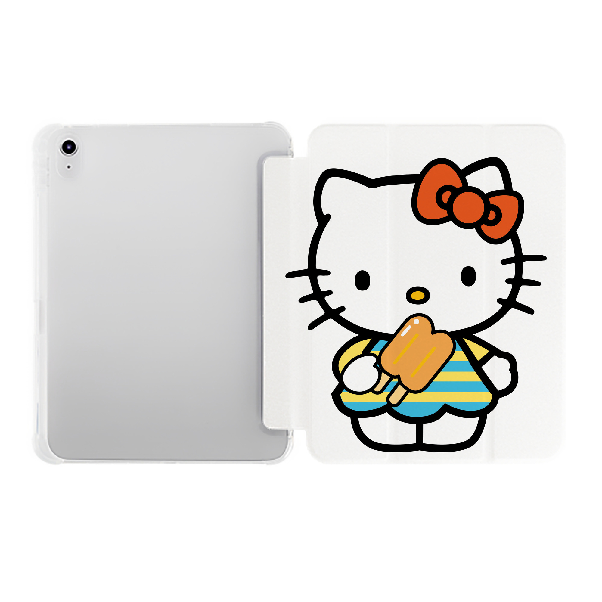 （画像用） Hello Kitty ハローキティ IPad ケース ペン収納付き 三つ折りスタンド PUレザー×シリコン 対応機種9.5/10.5/10.9インチ